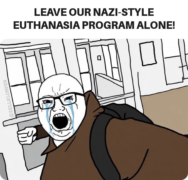 ZELLKLUMPEN's tweet photo. Canadians when you criticize them for killing off their sick and disabled: https://t.co/QHfMenvp7x