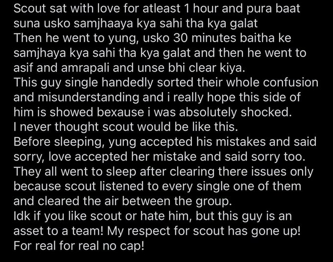 TXxStar120's tweet photo. Just came across a Reddit thread on #ScoutOP, and my heart 🥹❤️

What a genuinely beautiful soul! The kindness, care, and warmth he shows make him truly special. ✨

One of the most caring people in #BiggBoss20, hands down. ❤️🫶

#ScoutArmy #BiggBoss #BB20 https://t.co/YYMW2Vv8Wj
