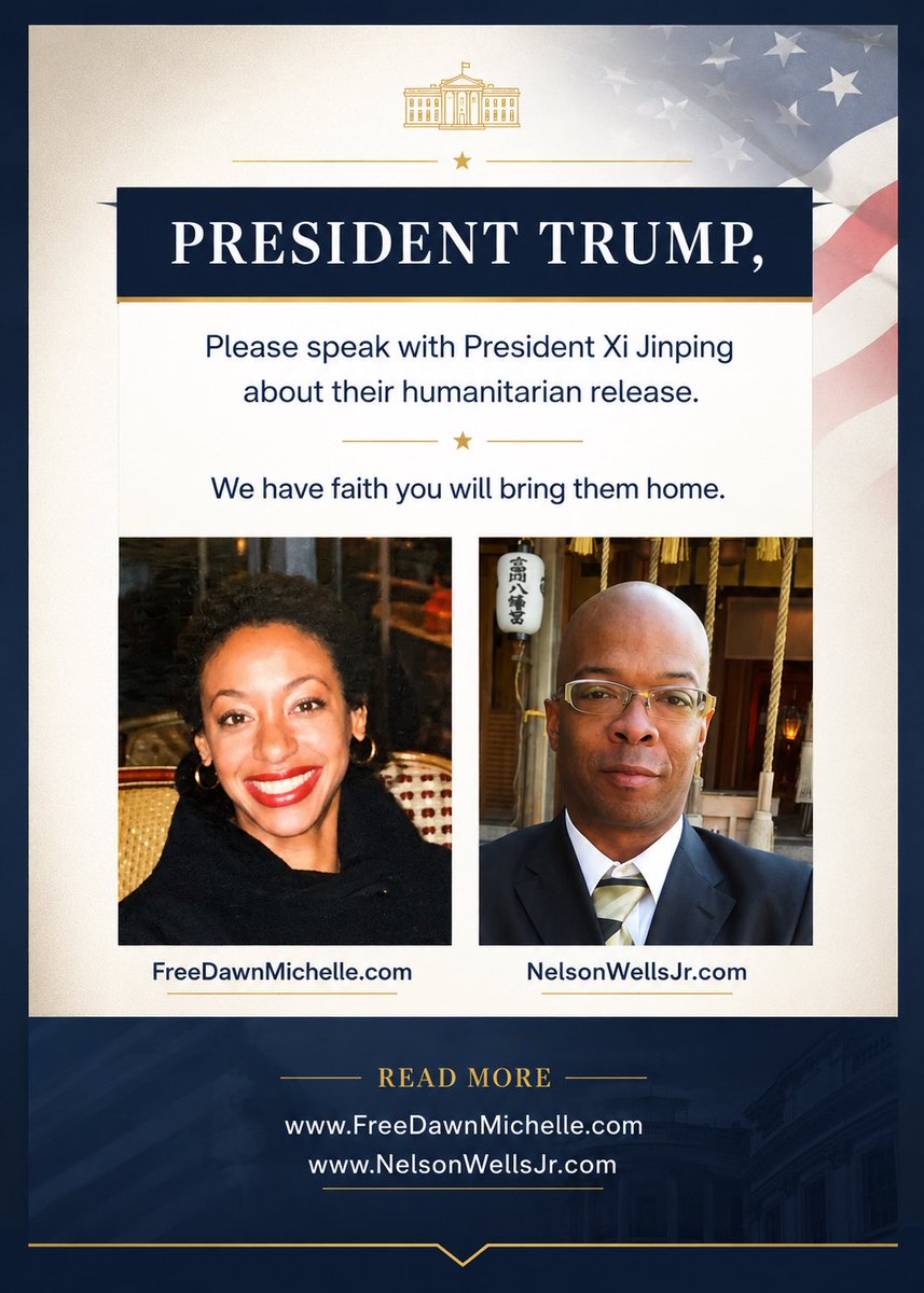 FreeDawnMichell's tweet photo. The Hunt and Wells families remain hopeful this summit will bring Dawn Michelle Hunt 🇺🇸 and Nelson Wells Jr 🇺🇸 home. 

@POTUS @realDonaldTrump @WhiteHouse @SecRubio 
@USA_China_Talk
@USAmbChina @CECCgov @RepFrenchHill 
@SenDuckworth 
@SenatorDurbin 
@CongressmanRaja 
@RepVindman 
@RepMoolenaar 
@SpeakerJohnson 
@StateSPEHA 
@JamesFoleyFund @BOFHcampaign @HostageAid 
@nytimes 
@CNN 
@FoxNews 
@Reuters 
@FreeNelsonWells
@MichaelDeSombre
