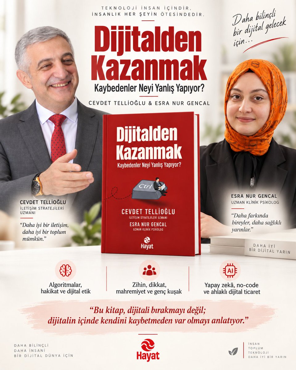 tellioglucevdet's tweet photo. Dijital dünya hız, fırsat ve kazanç sunuyor.
Peki biz kazanırken neyi kaybediyoruz?

Dijitalden Kazanmak, yalnızca dijital fırsatları değil; algoritmaları, yapay zekâyı, mahremiyeti, dikkati, iradeyi ve insan kalabilmeyi anlatıyor. https://t.co/FKm4yhb6Ic
