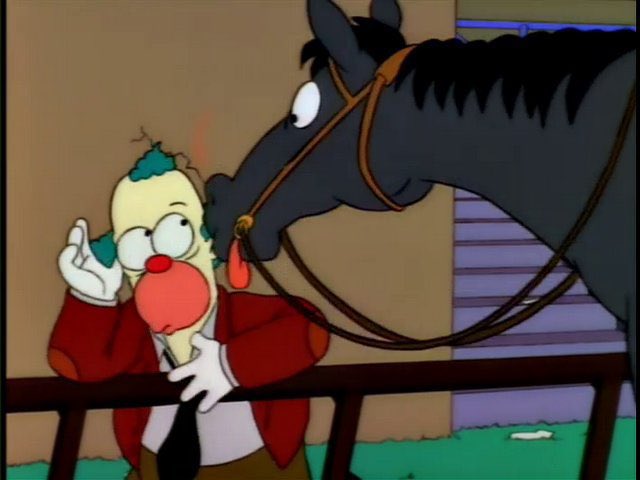 QuotesSimpsons1's tweet photo. Come on, you stupid horse! I got my last ten bucks on you! 

No, don't look at me! Run! 

No! Don't come over here!

#Simpsons https://t.co/TTTAdyNFZ3