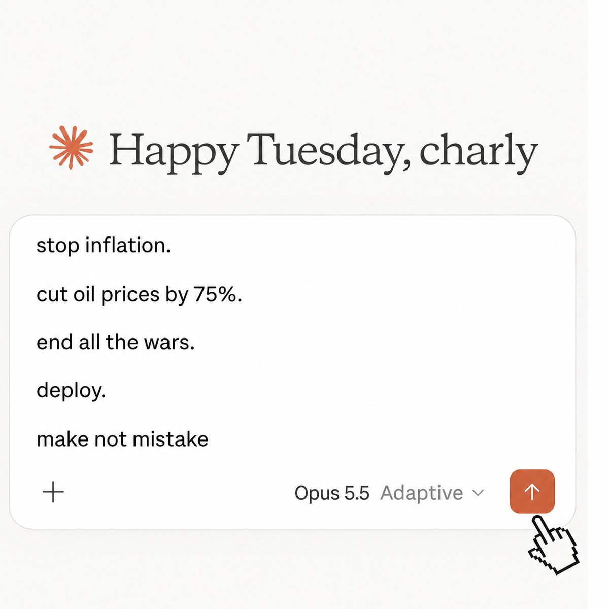 DataChaz's tweet photo. alright Opus 5.5. 

you got this. https://t.co/loLlOOOhtm
