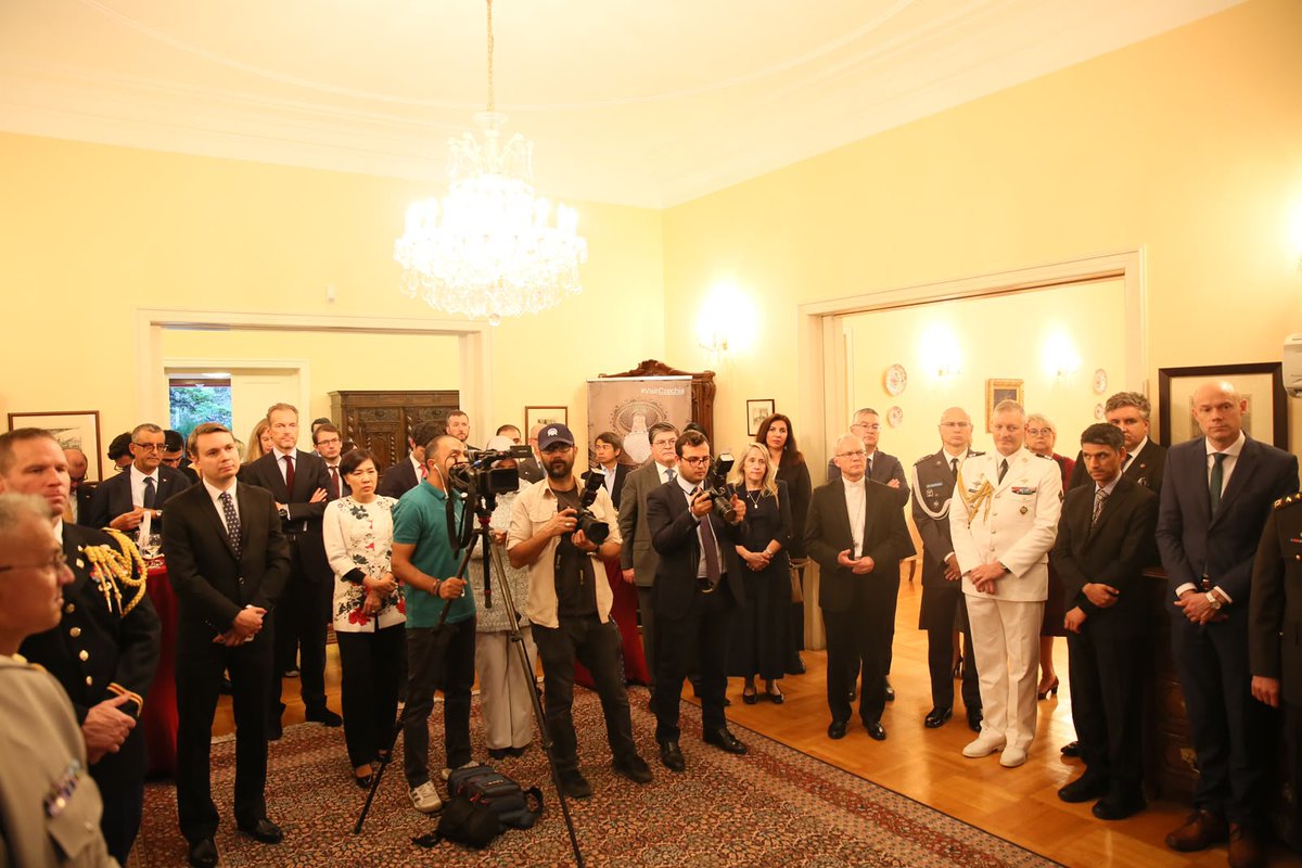MFATurkiye's tweet photo. Deputy Minister and Director for EU Affairs Ambassador Mehmet Kemal Bozay delivered remarks at the reception hosted by the Embassy of Czechia on the occasion of the National Day of Czechia. https://t.co/4gqO7639Af
