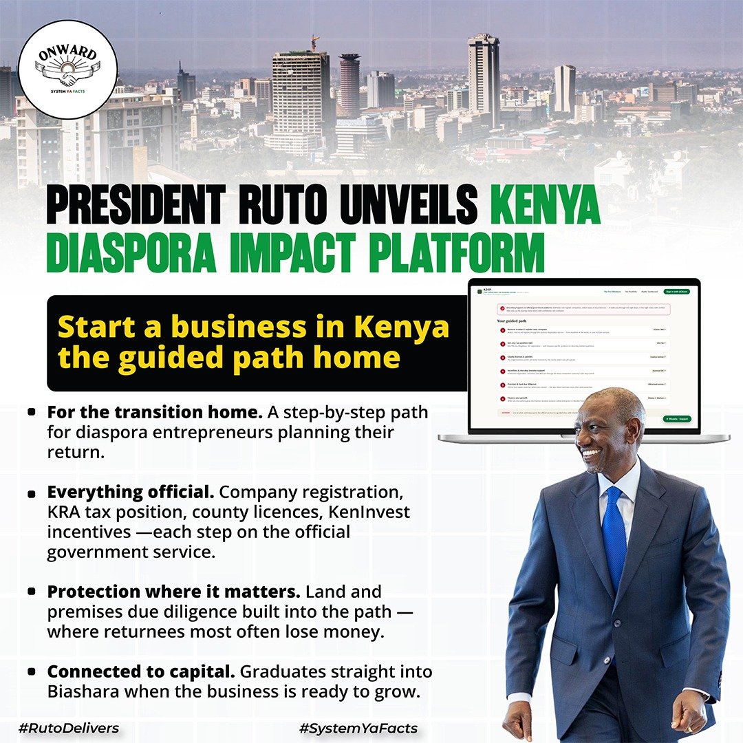 Ms_wanjii's tweet photo. Kenya’s Diaspora Impact Platform is creating a stronger bridge between Kenyans abroad and opportunities back home linking diaspora capital, skills and expertise to investment and development. 
#RutoDelivers #SystemYaFacts https://t.co/BlrKRujTho