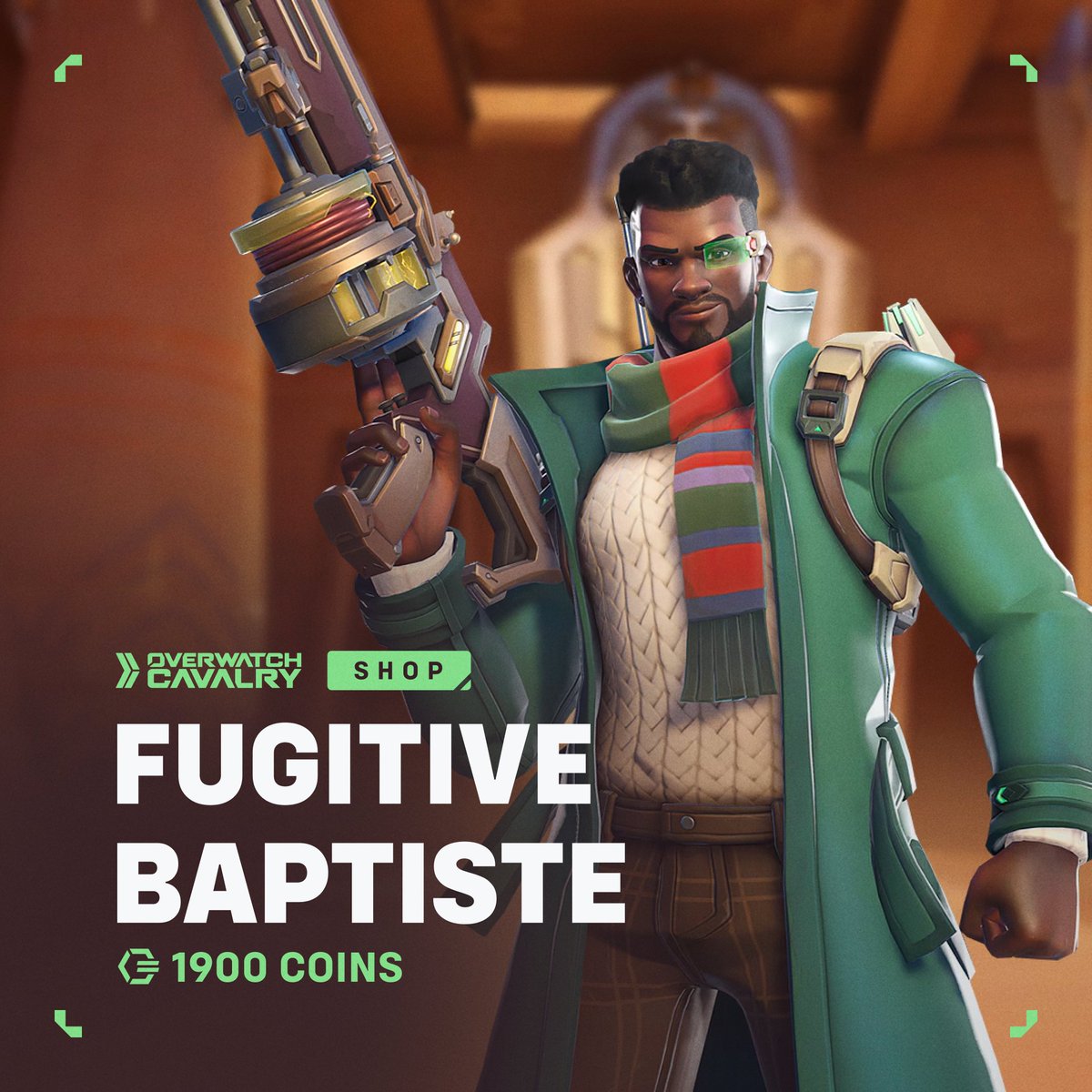 OWCavalry's tweet photo. New #Overwatch Featured Shop Skin: Fugitive Baptiste 🧣

🛒 Available in-game now for 1900 Overwatch Coins. https://t.co/XICqQXD2cJ