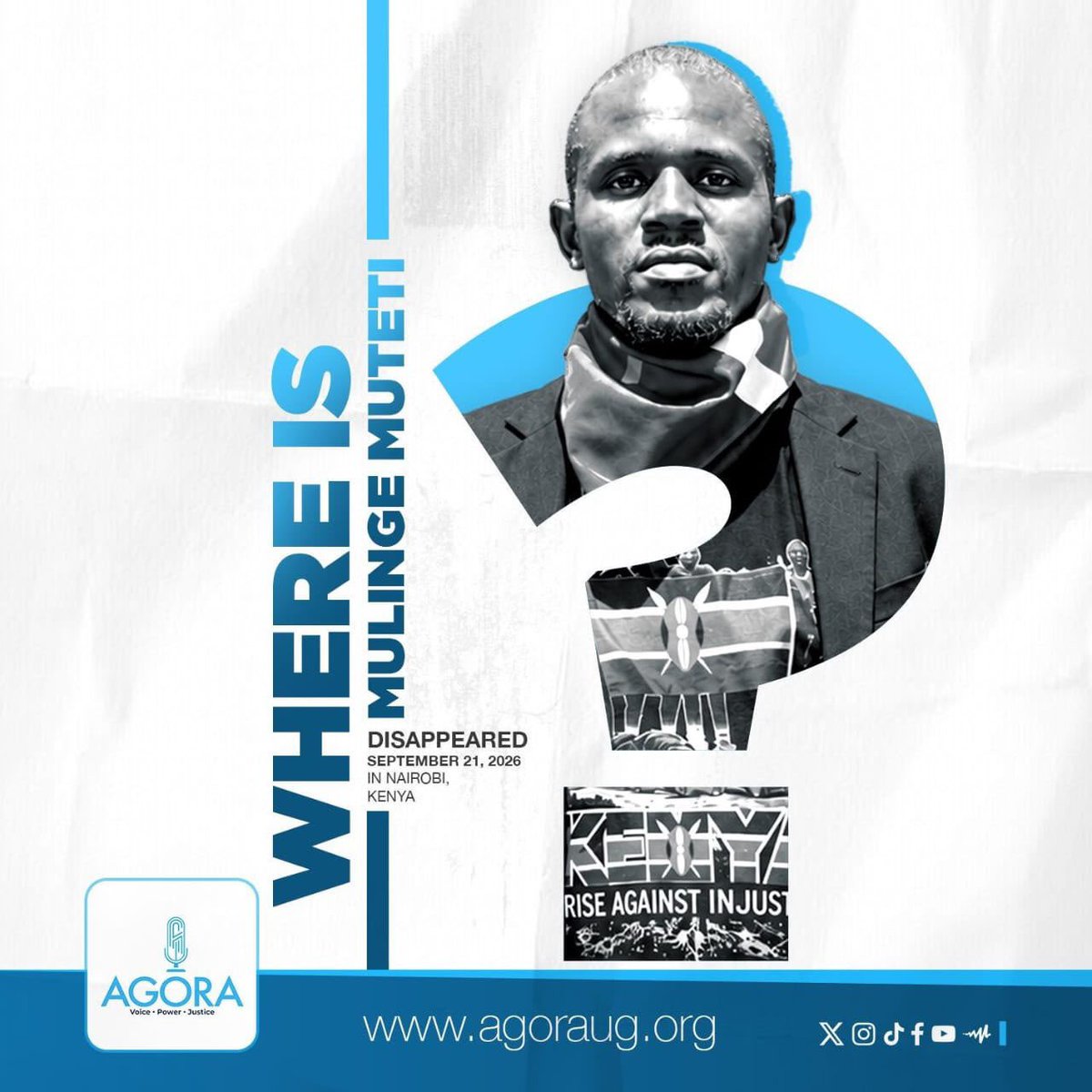 RedVestsProtest's tweet photo. Urgent: Mulinge Muteti went missing on September 21st in Nairobi Kenya after he had gone to seek for a cyber to print a media statement. His disappearance is linked with the Free Besigye protest that saw three activists also detained at Industrial Area Remand. https://t.co/qU3mVyIvYz