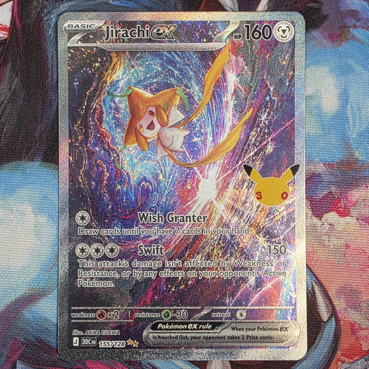 GGSoFly's tweet photo. Here is a closer look at the Jirachi ex SIR from the 30th Celebration set! Look at how sparkly Jirachis eyes are! ✨️👀 https://t.co/rDTqAck6pV