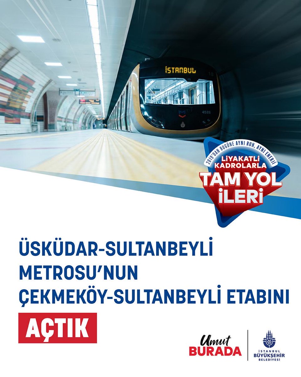 VolkanDemir_PhD's tweet photo. Sultanbeyli’ye ilk kez metro götürdük.  

Üsküdar-Sultanbeyli Metrosu’nun devamı olan Çekmeköy-Sultanbeyli etabı 2019 yılında %4 ilerlemeyle teslim alınmıştı. 

Çalışmaları yeniden başlattık. 

Çekmeköy-Samandıra Merkez arasını 16 Mart 2024’te; Samandıra Merkez-Sultanbeyli arasını 22 Mayıs 2026’da hizmete sunduk.

Sultanbeyli için çalışıyoruz.  
📌 Üsküdar-Sultanbeyli Metrosu’nun Çekmeköy-Sultanbeyli arasını açtık.

📌 Sultanbeyli’de İSKİ projelerimiz için 2 milyar 963 milyon TL yatırım yaptık. 📌 Battalgazi İtfaiye İstasyonu’nu açtık. 
📌 Sultanbeyli Kent Lokantası’nı açtık. 
📌 Sultanbeyli Bölgesel İstihdam Ofisi’ni açtık. 
📌 Mimar Sinan ve Adil Yuvamız İstanbul merkezlerini açtık. 
📌 Sultanbeyli 100. Yıl Spor Tesisi’ni açtık. 
📌 Mehmet Akif Ersoy Spor Merkezi’ni yeniledik. 
📌 Aytop Sanayi Sitesi’nin yollarını düzenledik, altyapı sorunlarını çözdük.
📌 Sultanbeyli Gölet Parkı’nı yeniledik. 
📌 Sultanbeyli Sosyal Uyum Destek Merkezi SUDEM’i açtık. 
📌 Maltepe Başıbüyük-Samandıra Yolu’nu tamamlayarak Sultanbeyli’ye ulaşımı kolaylaştırdık.