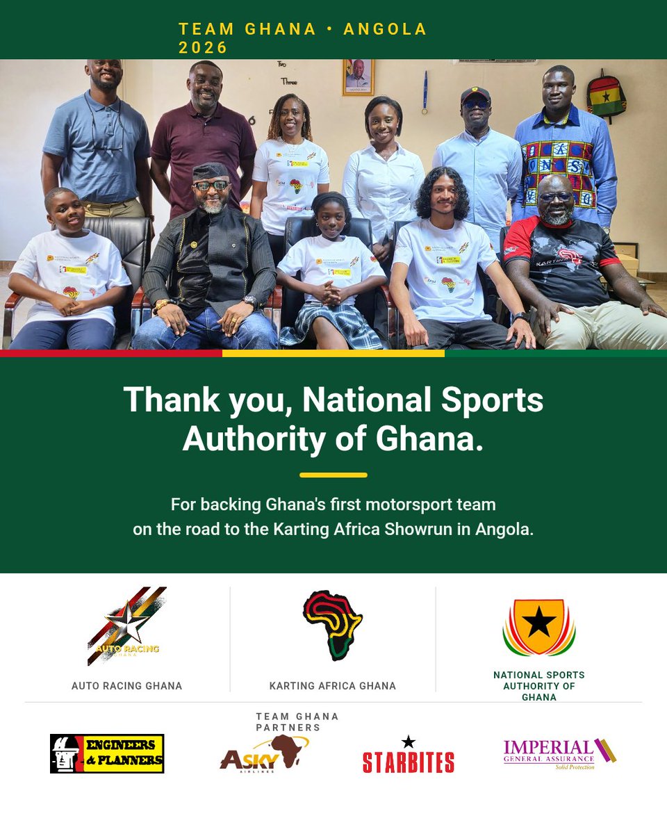 weracegh's tweet photo. Thank you, National Sports Authority of Ghana and DG Yaw Ampofo Ankrah. 🇬🇭 Team Ghana races in Benguela, Angola, 10 and 11 October. #TeamGhana #MotorsportGhana https://t.co/9aTRQAVNAd