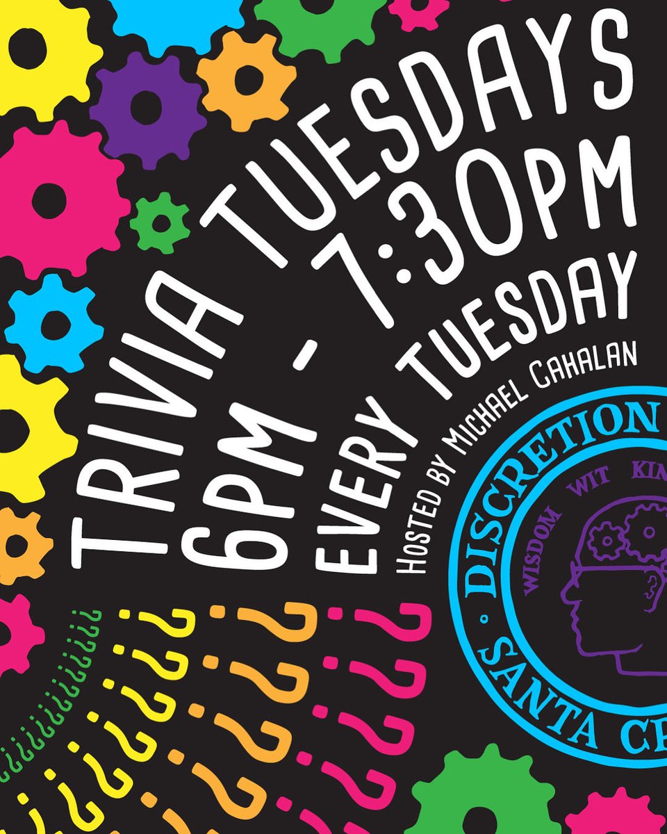 DiscretionBrew's tweet photo. Get those gears turning ⚙️, grab one of our 16 beers on tap 🍺, and join us for Trivia Tuesdays at Discretion! Every Tues from 6-7:30pm. No sign-ups required - just rally your crew &amp; snag a table in the beer garden! Free to play | Prizes | Up to 6 per team 🤝 https://t.co/Pp4UzALz48