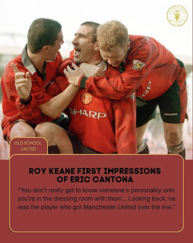 Penrith360369's tweet photo. Roy Keane holds Eric Cantona in overwhelmingly high regard, viewing him as a defining character, a clutch player, and the missing piece that transformed Manchester United.
Core Views on Cantona
The Final Piece: Keane described Cantona as the player who finally got United over the line to win major titles.

Big-Game Delivery: Unlike other "mavericks" who go missing, Cantona turned up on Saturdays and scored massive goals.

Training and 
Professionalism: Contrary to stereotypes of flaky geniuses, Keane stressed that Cantona loved the game and trained properly.

Presence, Not Noise: Cantona led through charisma and aura rather than shouting.

Social and Off-Pitch: Keane noted Cantona was great company on nights out, classy, and surprisingly preferred champagne over lager.

Special Treatment by Ferguson
Keane famously shared how Sir Alex Ferguson managed Cantona differently—such as letting him wear trainers with a suit while regular players would get fined because Ferguson knew Cantona would win you the match on Saturday.

Shared Mentality
Keane even admitted admiring Cantona's combustible edge, joking that he wanted to "do a Cantona" (the 1995 kung-fu kick) himself many times when provoked by crowd abuse.