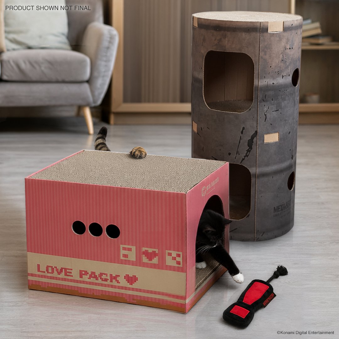 Metalgear's tweet photo. The purrrfect synthesis of stealth and attack power - every solider (cat) should have one. 

That's right - we have limited edition cat boxes that will only be available during CatCon.

📦CATCON DETAILS📦
❗Pink Love Box and Barrel Boxes available at @catconworldwide
❗10/10-10/11 at KONAMI booth / @OKSgear online during the con