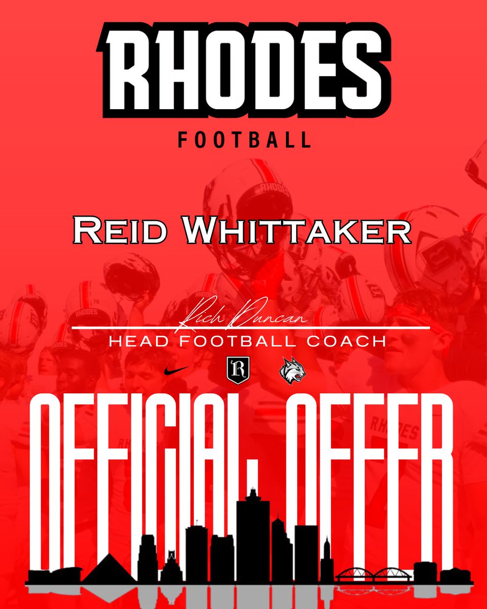 ReidWhittaker_'s tweet photo. Blessed to receive an offer from Rhodes College! Thank you Coach Duncan and the Rhodes staff for the opportunity! @RhodesFootball @RecruitSAHS @coachrichduncan https://t.co/e6TpQrMAnR