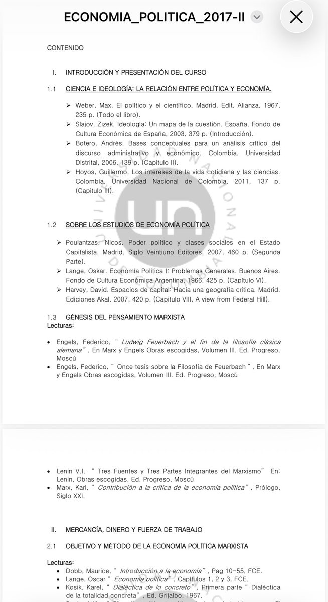 CarolBordaA's tweet photo. Evidencia de que lo dicho en mi video sobre lo enseñado en la Unal es real. Anexo programa académico de la materia que referencio en mi video donde encuentran MARXISMO puro y duro. https://t.co/J0KGs76lTU
