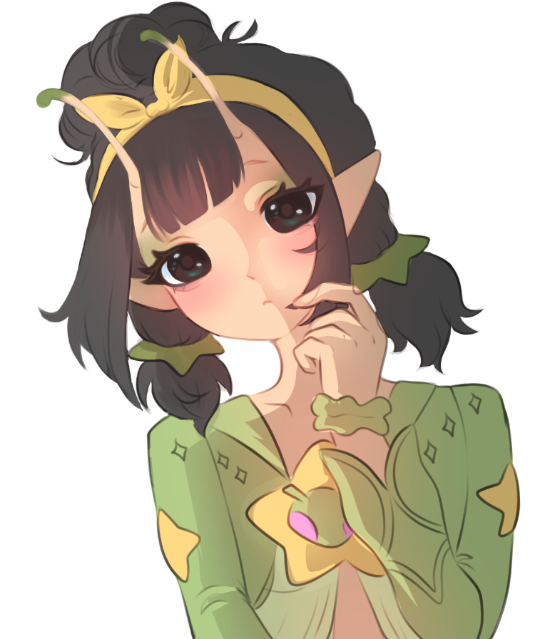 rosaphy's tweet photo. mantis pajama skin wip https://t.co/h1sCTc92MT
