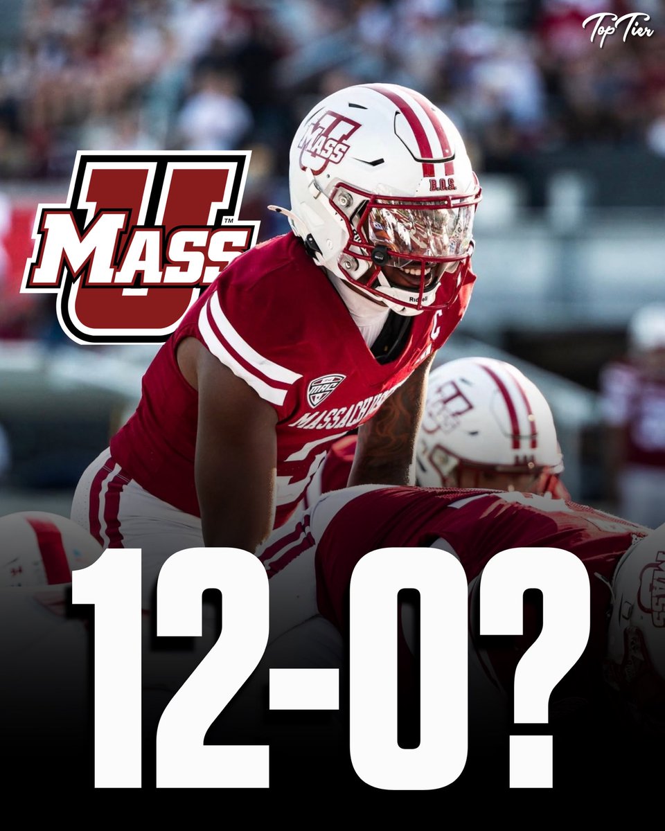 TopTierStateX's tweet photo. Could UMass become the first FBS team to go from winless to undefeated in one season?

This is their remaining schedule 
@ Sacramento St
vs E. Michigan 
vs Miami (OH)
@ Buffalo
@ UConn
vs Ball St 
@ Toledo
vs Akron 
@ Bowling Green https://t.co/NeYitNLTNp