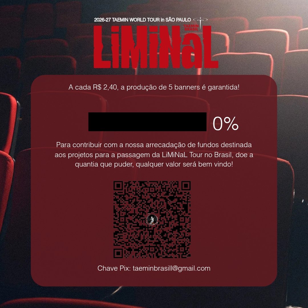 TaeminBrasil_'s tweet photo. 🚨 ARRECADAÇÃO ABERTA! 

– Estamos abrindo as arrecadações para produzir handbanners para todos que irão à #LiMiNaLinSãoPaulo. Qualquer quantia será bem vinda, doem o que puderem!

A cada R$ 2,40, a produção de 5 handbanners está garantida! 

Chave PIX: taeminbrasill@gmail.com https://t.co/2qEhZXugwV
