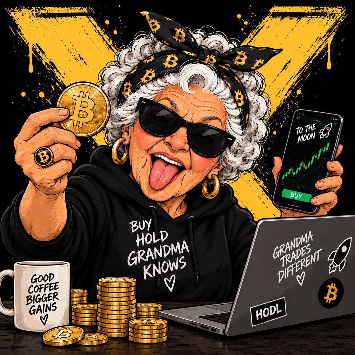real_grinderr's tweet photo. Grandma survived age life span, she will definitely survive all candles in the chart, the jeet and low buys… Just know the bullish candles make her strong. 

She’s not dying yet, she’s not leaving the chart, and granny is giving out meal on-chart.

Hold and get fed!!!!
Check 👇 https://t.co/psGs7PN2Qm