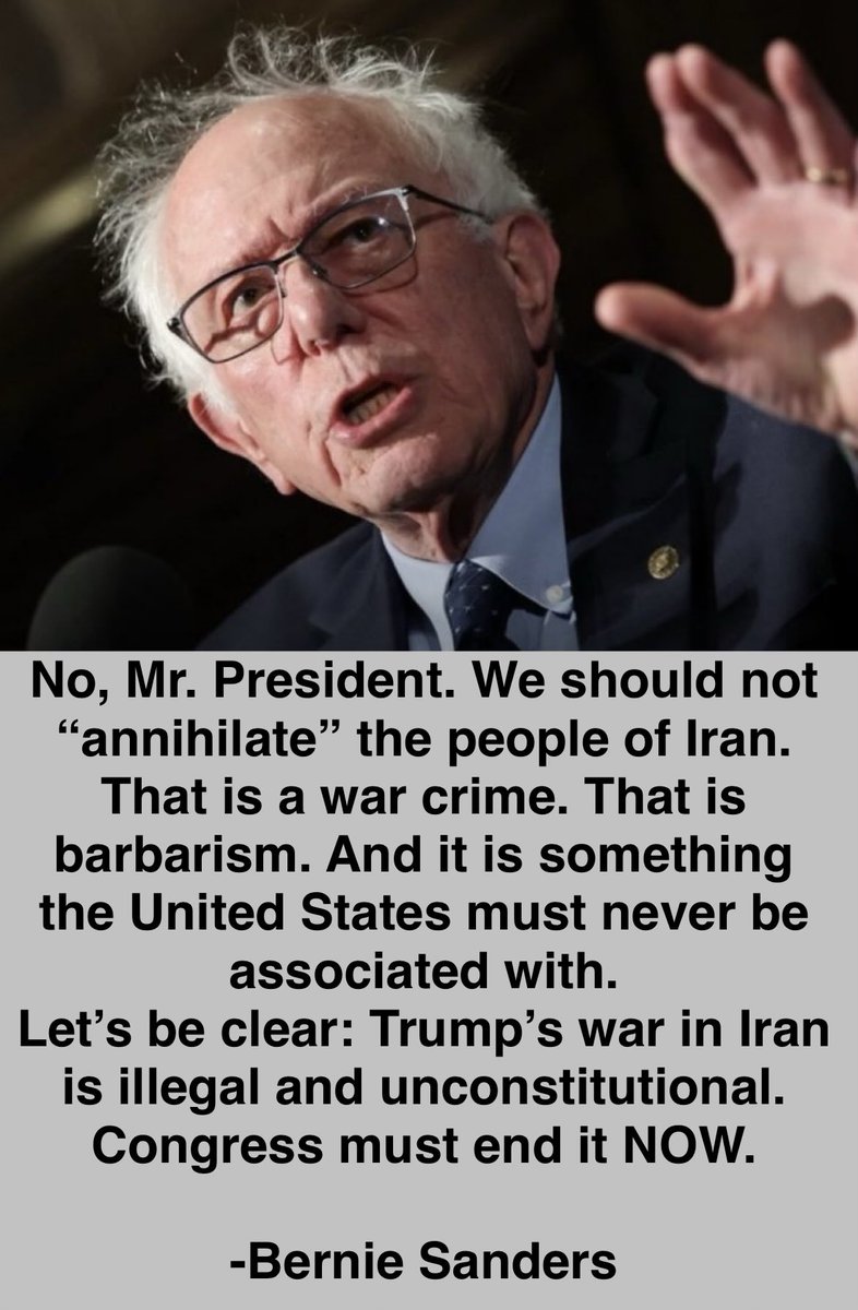 bluhue123's tweet photo. Trump to the UN: "Do I annihilate the Islamic Republic, and do it quickly? Do I drive them into hell?"

Raise your hand ✋ if you STAND with Bernie Sanders against Trump https://t.co/zzJxurylWb