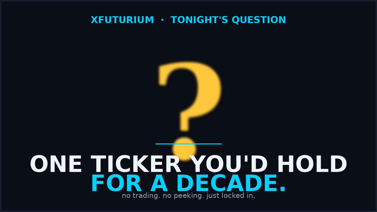 xFuturium's tweet photo. One ticker you'd hold for a decade. No trading, no peeking — just locked in.

My pick: $TSM. Chips are the oil of the next decade, and TSMC is the world's leading-edge refinery — a lead nobody's rebuilding in ten years. The whole AI boom rents a floor in its fabs.

Drop yours (and your why) in the replies.