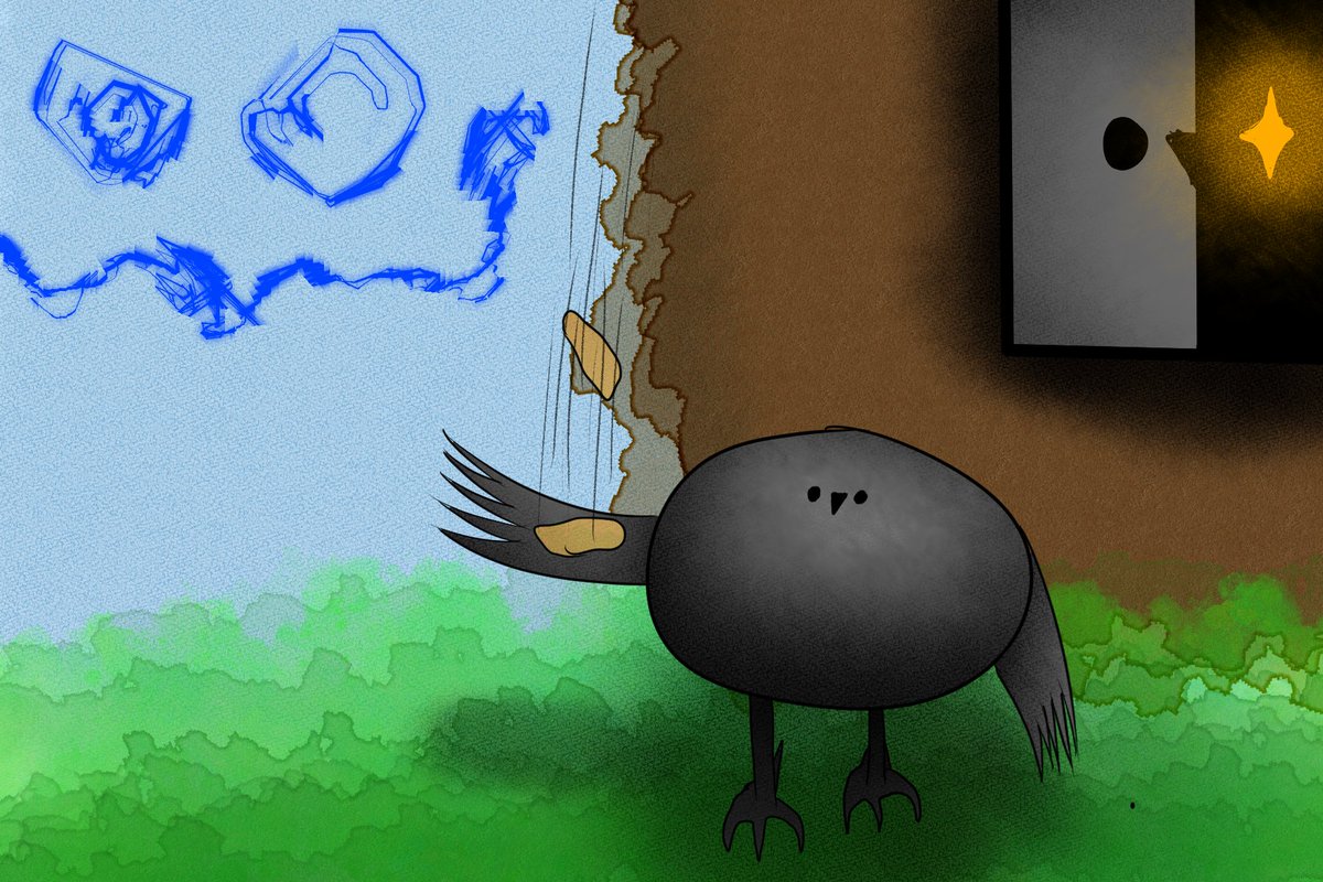 CorvusDotEXE's tweet photo. Day 81 of drawing badass crows everyday until im at a professional level

Fear him too! This is Jimtato.
He is a crow that throws a potato at everyone.
From a creature to an anomaly, anything that makes a sound gets potatofied.
You're next again.
#RowOfCrow #Digitalart #vtuber https://t.co/MFNiSxExIN