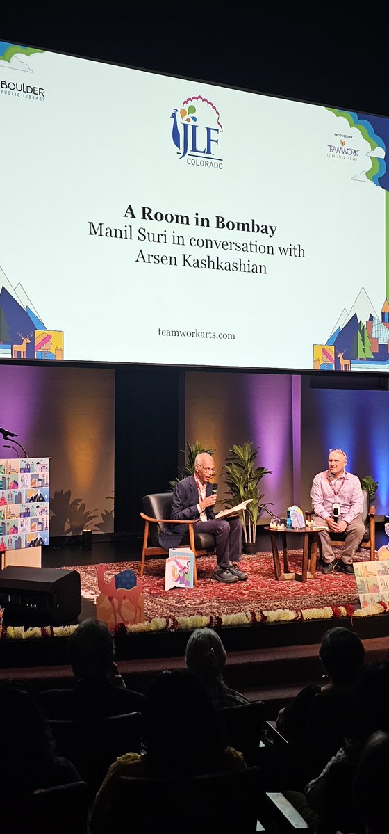 SanjoyRoyTWA's tweet photo. A Room in Bombay; @ManilSuri in conversation with arsen kashkasian @boulderbooks 
at the @boulderlibrary @bouldercolorado https://t.co/ItaJUoVLIi