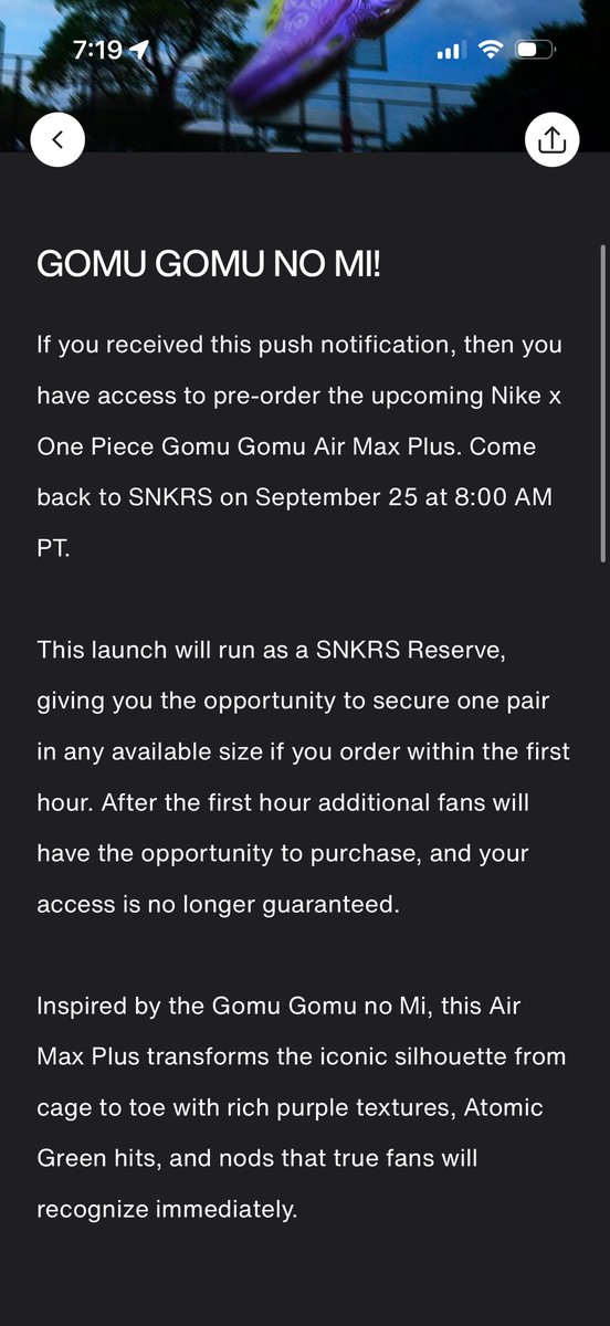ChowderOnAcid's tweet photo. @JustFreshKicks Access being sent out for the one piece SNKRS release this Saturday https://t.co/iUVhlmVdRo