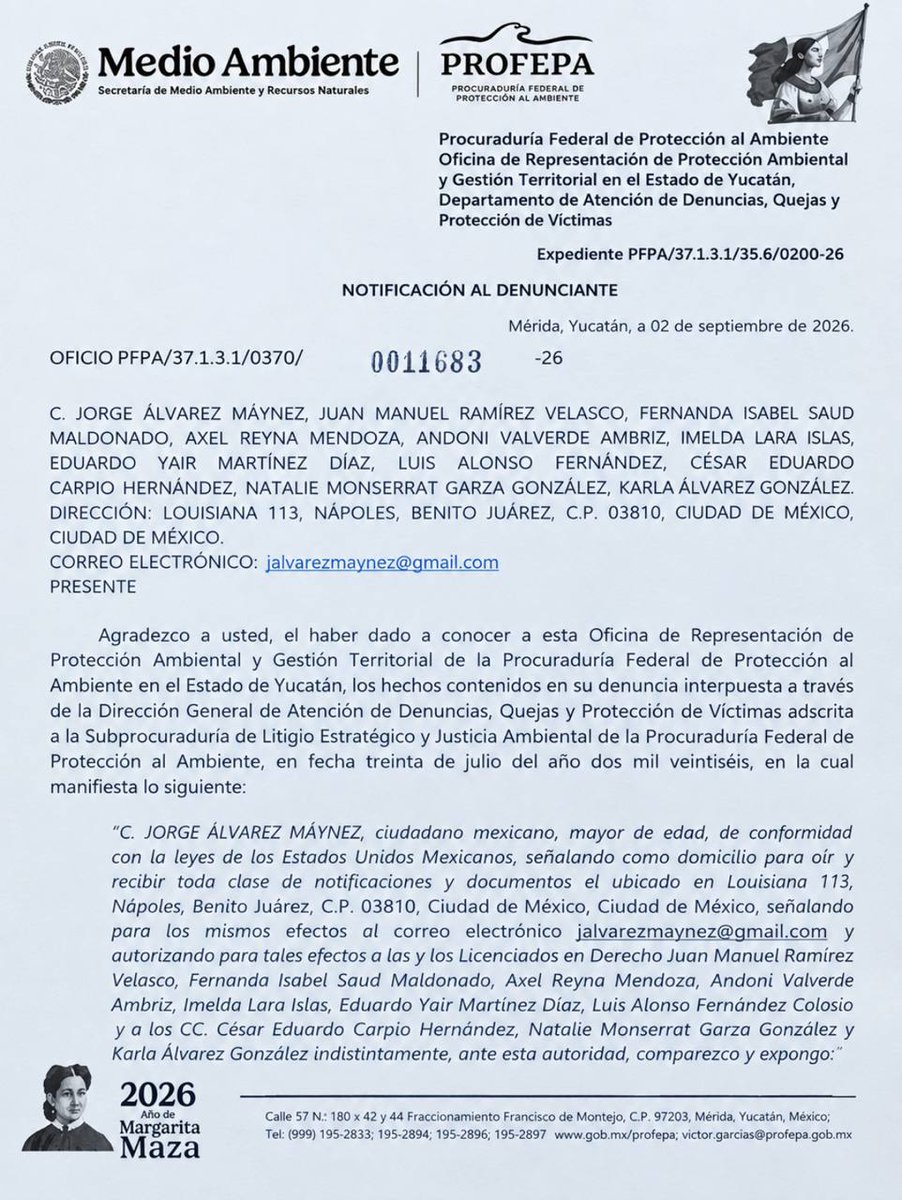 AlvarezMaynez's tweet photo. ¡BUENAS NOTICIAS 📰 YUCATÁN!

¿Recuerdan nuestra denuncia contra el proyecto inmobiliario “DUNAS”, de la empresa La Brea por afectaciones ambientales? 🏝 

@PROFEPA nos acaba de notificar  que realizó una visita de inspección, detectó incumplimientos e impuso la clausura total temporal del proyecto.

Vamos a estar pendientes de la evolución de este caso y seguiremos defendiendo la riqueza natural de Yucatán y de todo México 🇲🇽.