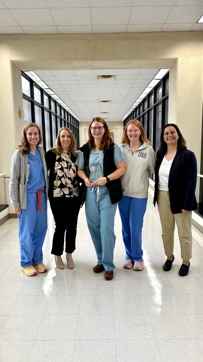 UABOrtho's tweet photo. Kathryn Mahaffey, PA-C, with the Orthopaedic Spine Section, was recently presented with the 2026 APP Champion Award in recognition of her contributions and dedication to the team. Congratulations, Kathryn! 💚 @UABHeersink @UABMedicine https://t.co/PqsgUoo4jz