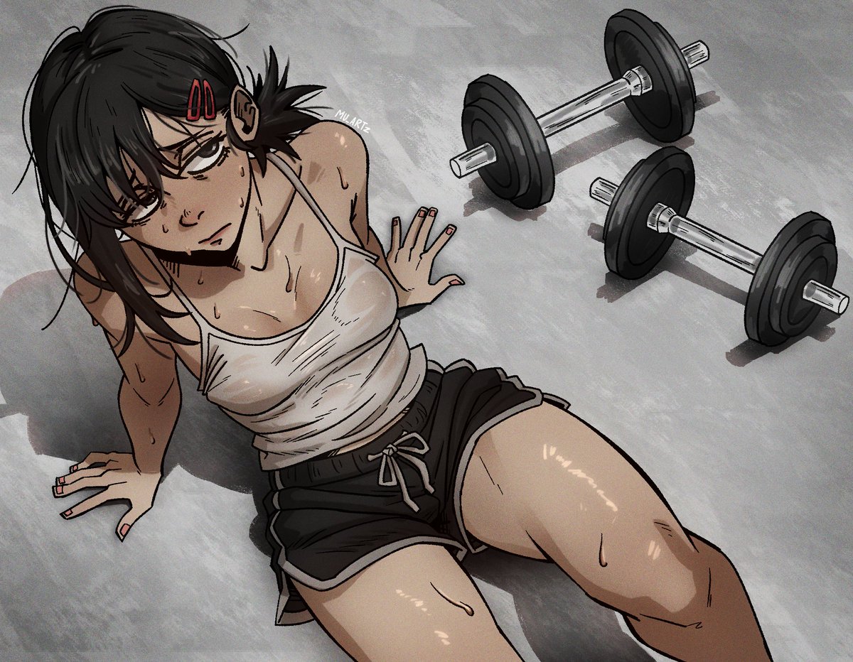 mu4rtz's tweet photo. kobeni at gym #kobeni #kobenifanart #chainsawman #csm #fanart #art https://t.co/juFOli28kF