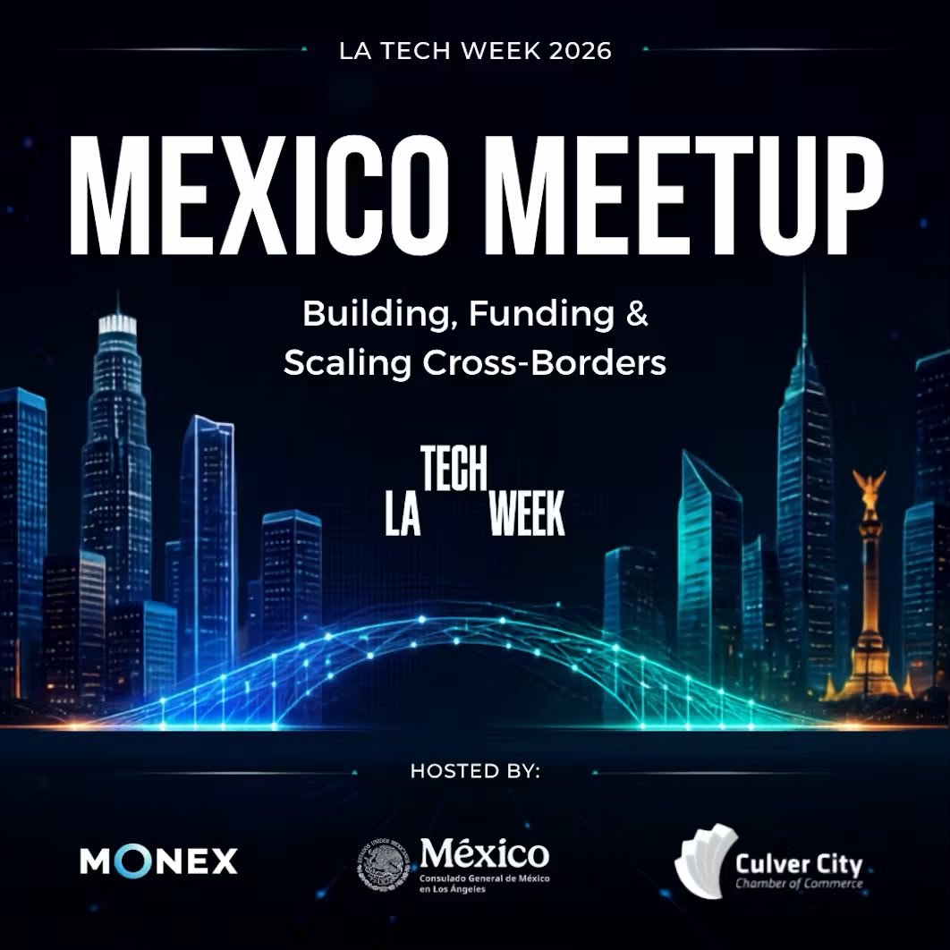 carlos_glezgtez's tweet photo. ¿Construyes, inviertes o trabajas entre 🇺🇸 y 🇲🇽? Conecta con  inversionistas y líderes del ecosistema #Tech de LA y México 🤖🧪🌐💡

Por primera vez, @ConsulMexLan se suma a LA @techweek_con

📅 14/oct
🔗 Únete a la lista: https://t.co/70lItiXsDJ
 #LATechWeek https://t.co/WnXPQD8uaP