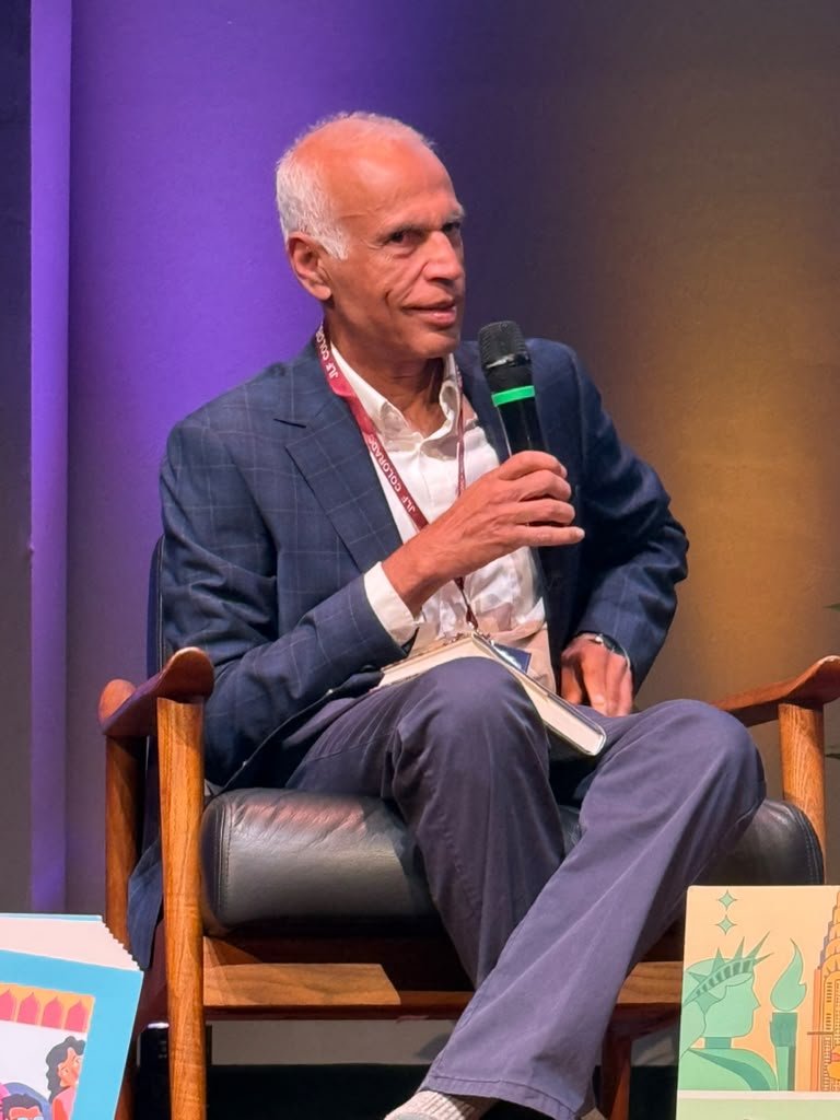 SanjoyRoyTWA's tweet photo. My mother wrote a letter to Indira Gandhi asking for a job after her father died. Some months later she received a reply asking her to come for an interview and she got a job as Mrs Gandhi personal assistant. @manilsuri in conversation with Arsen @boulderbooks @JLFLitfest @JaipurLitFest #JLFCOLORADO