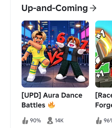 teamlychee_gg's tweet photo. Our game Aura Dance Battles is #1 on the Front Page's up and coming sort! https://t.co/GgNUug3hFI