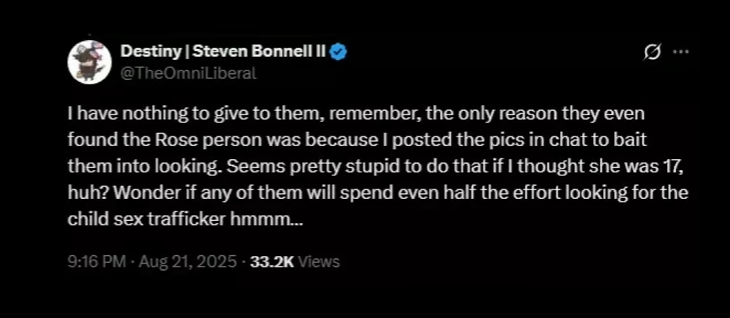 t23243545's tweet photo. @NobodyChef @DestinyApostate youre fucking brainbroken. You lie about sexpestinies own words and logs to cover for that sexpest. I suggest leaving that discord server and cult and doing some selfreflection https://t.co/lYOgMPn7VT