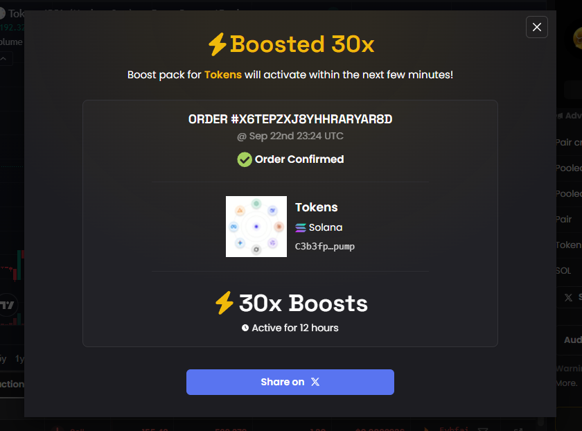 tokenspump's tweet photo. Another 30x dex boosts have been added!
