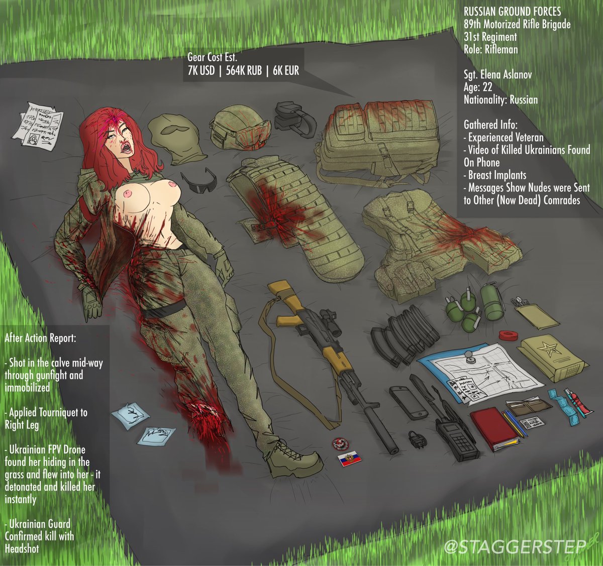 STAGGERSTEPX's tweet photo. FEMALE RUSSIAN SOLDIER KILLED (KITSPREAD) https://t.co/TF8LeJ1TAy