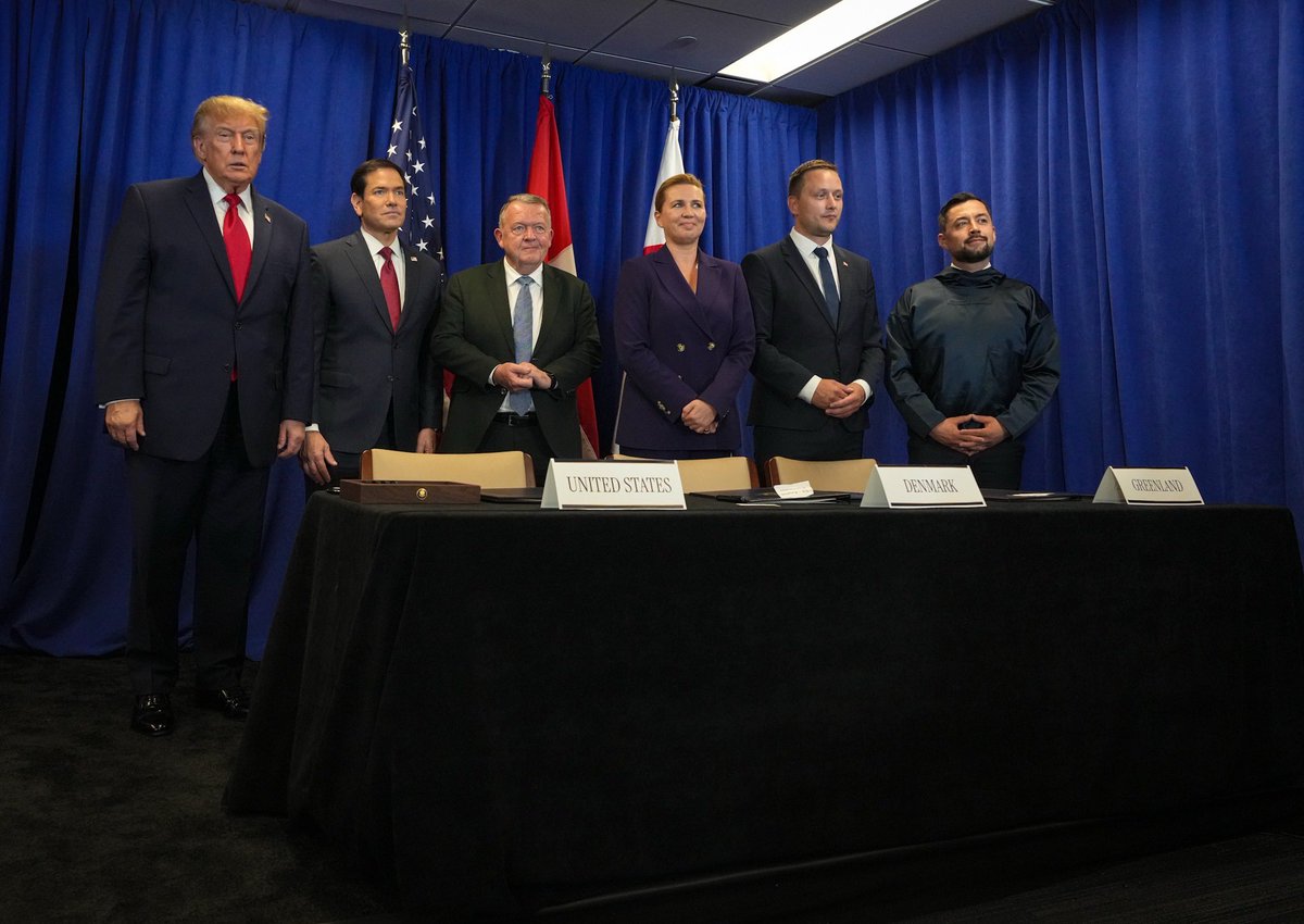 SecRubio's tweet photo. President Trump has made the safety of our nation and citizens a priority. 

Through his efforts, the United States, Denmark, and Greenland now have an unprecedented deal that strengthens our national security in the Arctic. https://t.co/MwnHFFE330
