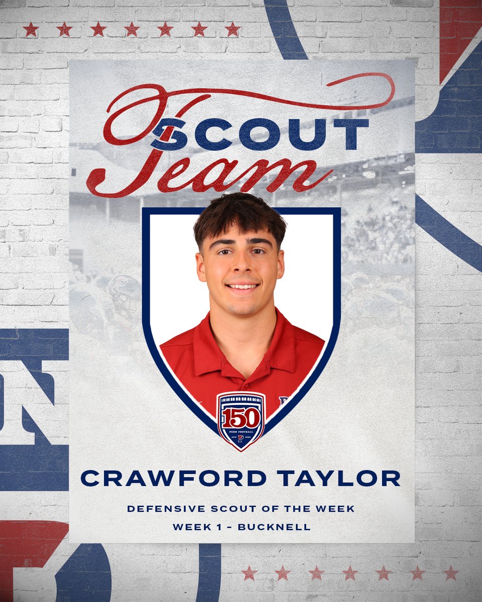 PennFB's tweet photo. Wins on Saturday are more than just what you see on ESPN. These guys stepped up and contributed to the Week 1 win!
Big Hit of the Week - JR RB @seannwilliamss_
Offense Scout of the Week - JR QB @MZMalone01
Defense Scout of the Week - FR DL @CrawfordTaylorr
Specials Teams Scout of the Week - FR WR @simon_cofran
#FightonPenn | #1Team1HEARTbeat