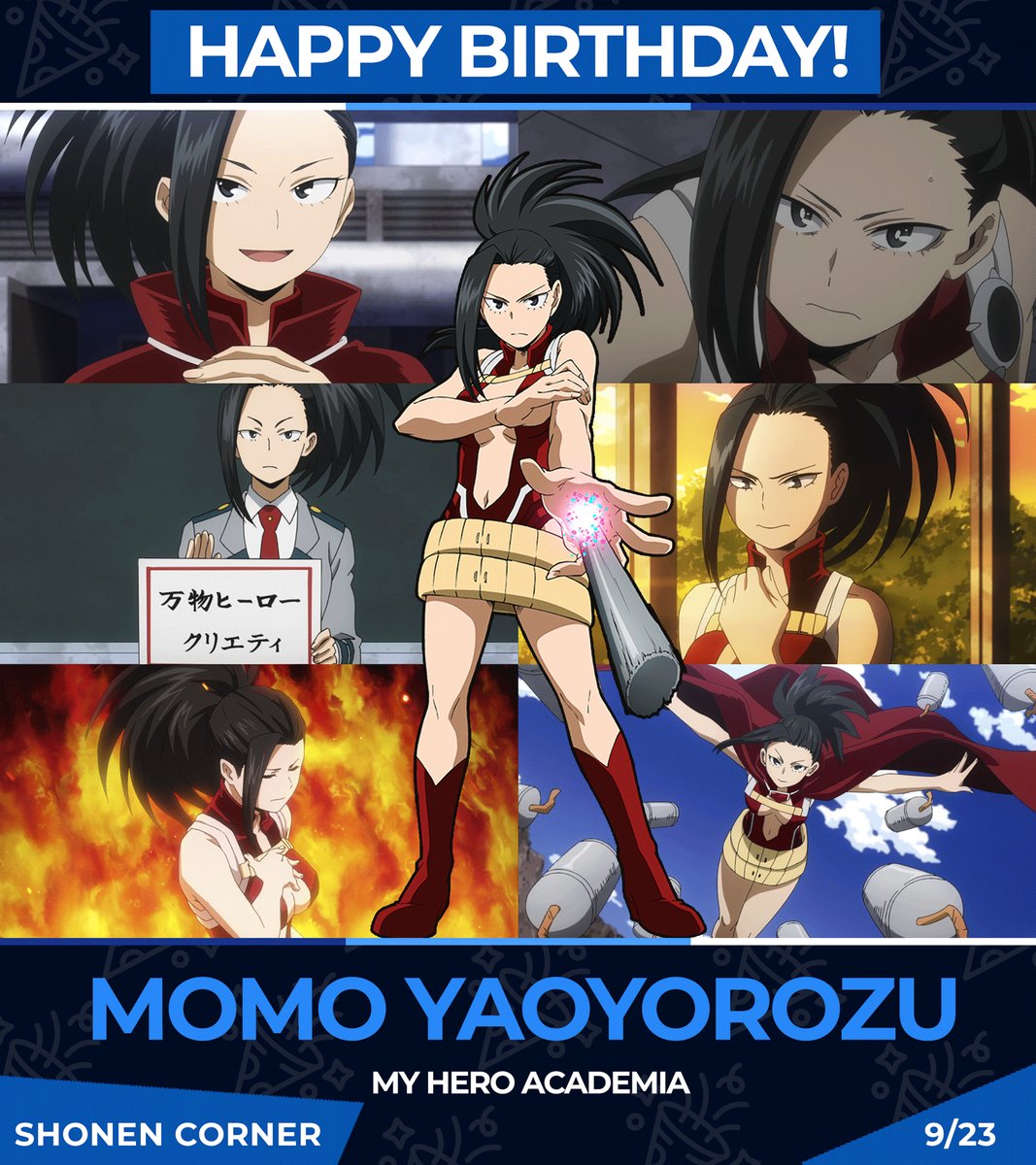 shounencorner's tweet photo. HAPPY BIRTHDAY to the smart, kind and dedicated Momo Yaoyorozu!

Anime: My Hero Academia https://t.co/E59aVkyY2R