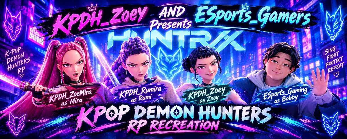 HuntrixOfc's tweet photo. On the weekend me and @KPDH_Zoey will be hosting a fortnite X kpop demon hunters film recreation in fortnite. No official date has been confirmed yet but it will most likely be in sunday! Anyone can come and join in the acting or to simply watch! https://t.co/hk9z2J3kJL