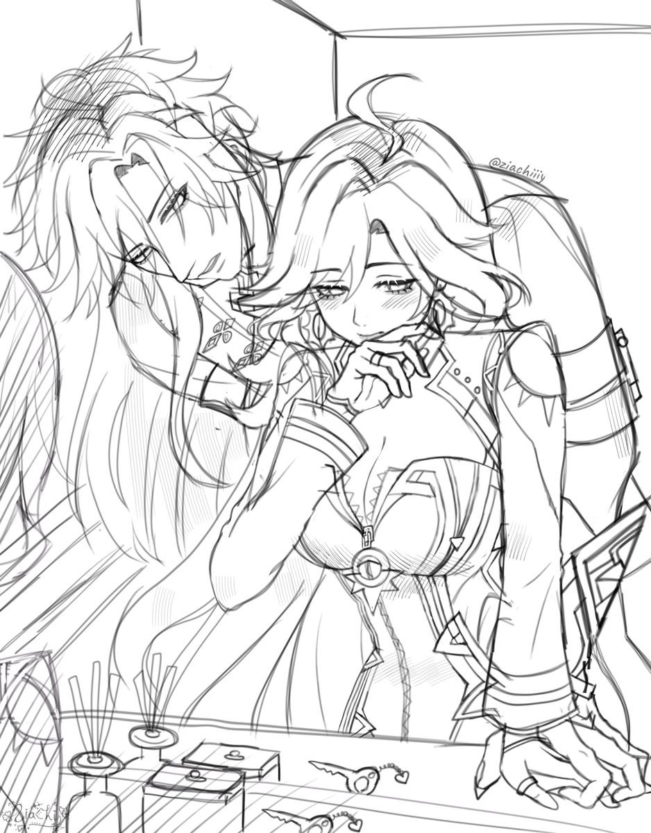 ziachiart's tweet photo. Just sketchy~
Mavuika &amp; Capitano 🛳️🙊💗

#mavuika #capitano #mavuitano #capisun #genshinimpact #genshinimpactfanart #VgenCode #Vgen https://t.co/lL7P9m8bcP