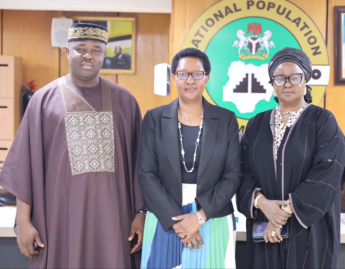 natpopcom's tweet photo. The @UNFPANigeria, Resident Representative, Ms. Muriel  Mafico, today, paid a condolence visit to the National Population Commission over the death of its Chairman, Dr. Aminu Yusuf and pledged to sustain the partnership he built and the seven-point agenda he championed. https://t.co/ntwlrsDEOD