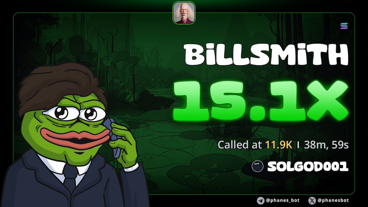 Solgod001's tweet photo. Massive 15x on $BILLSMITH 

CA>> zYiF3rA8aWYUuDek3Z3po9NF4V5UDky5nji7Wr6pump https://t.co/yXB7N7ngKz