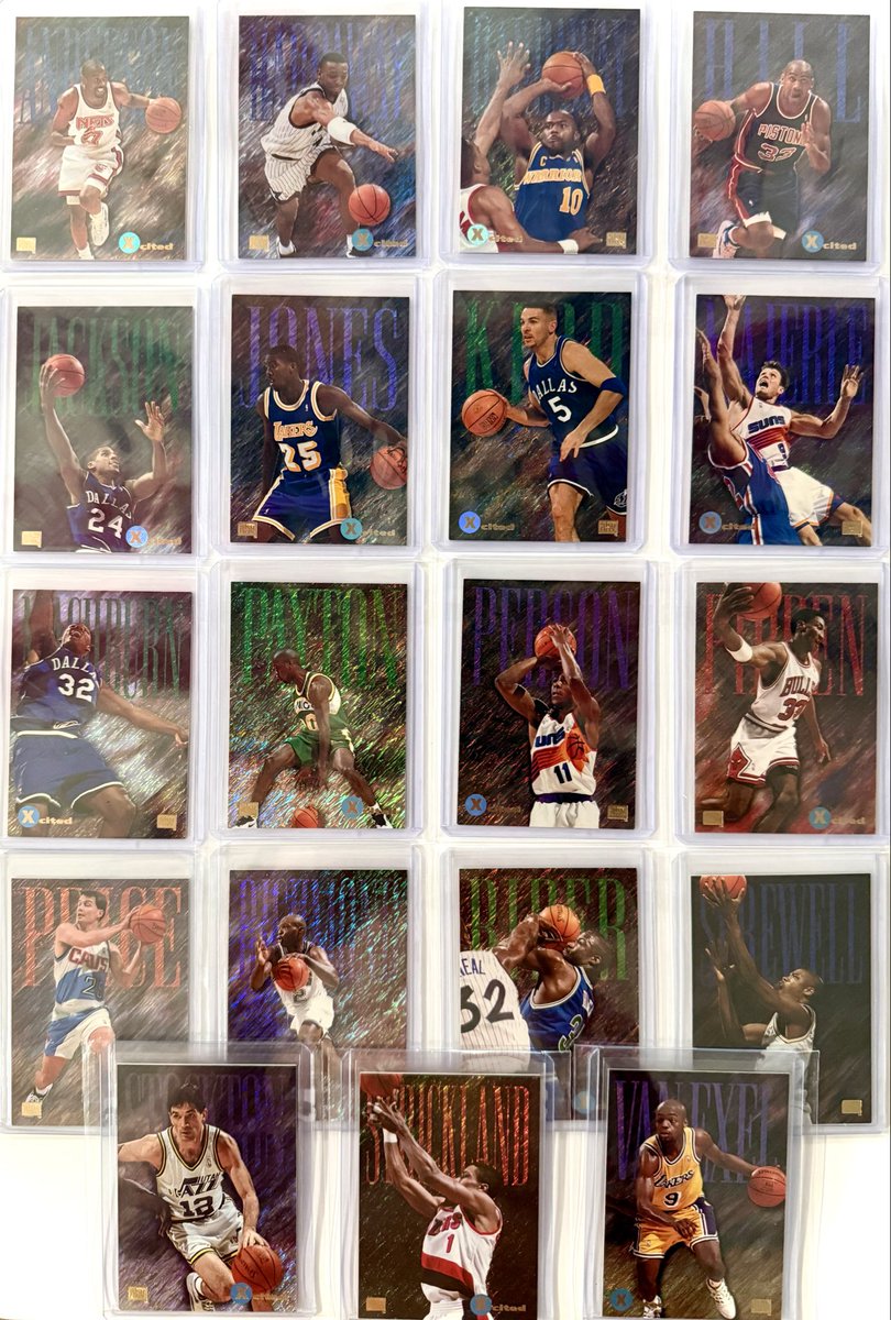 pdxGRAPHIN's tweet photo. Today’s 90’s set of the day is…

1994-95 SkyBox Emotions X-Cited were inserted 1:4 packs 

20 cards in the set and I’m 
missing Lamond Murray https://t.co/9AUPO1q5ZC