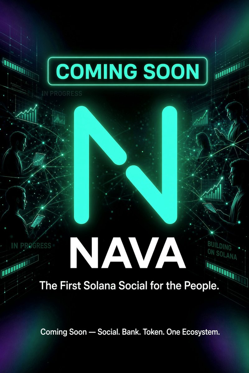 kamy433's tweet photo. NAVA is coming

The first Solana social for the people Social + Bank + Token. One app.

Post Tip Swap  Trade  All without leaving the feed.

Self-custody wallet Fair launch. Built on Solana.

Social live  Bank in progress

This is the layer Solana traders needed.

#Solana #NAVA https://t.co/OgrzSSBCuP