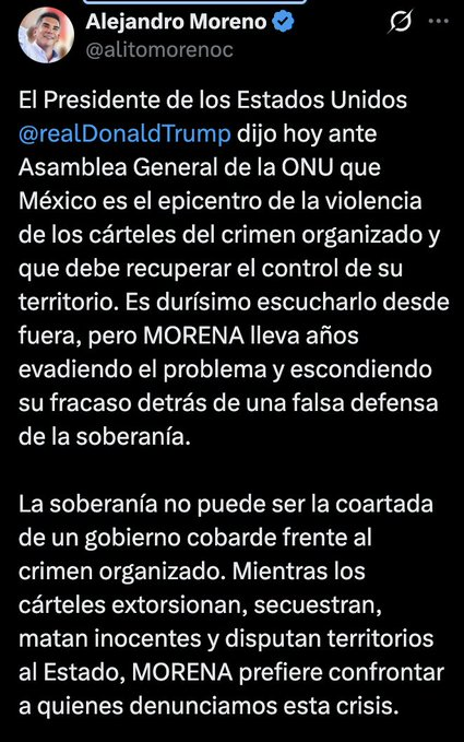 callodehacha's tweet photo. 🔴 ALITO INSULTA A MÉXICO (OTRA VEZ)

El dirigente del PRI, @alitomorenoc, salió a RESPALDAR a su patrón @realDonaldTrump tras los INSULTOS que hizo contra nuestro país.
 https://t.co/UCfkeLmpUy https://t.co/Heqba490IO