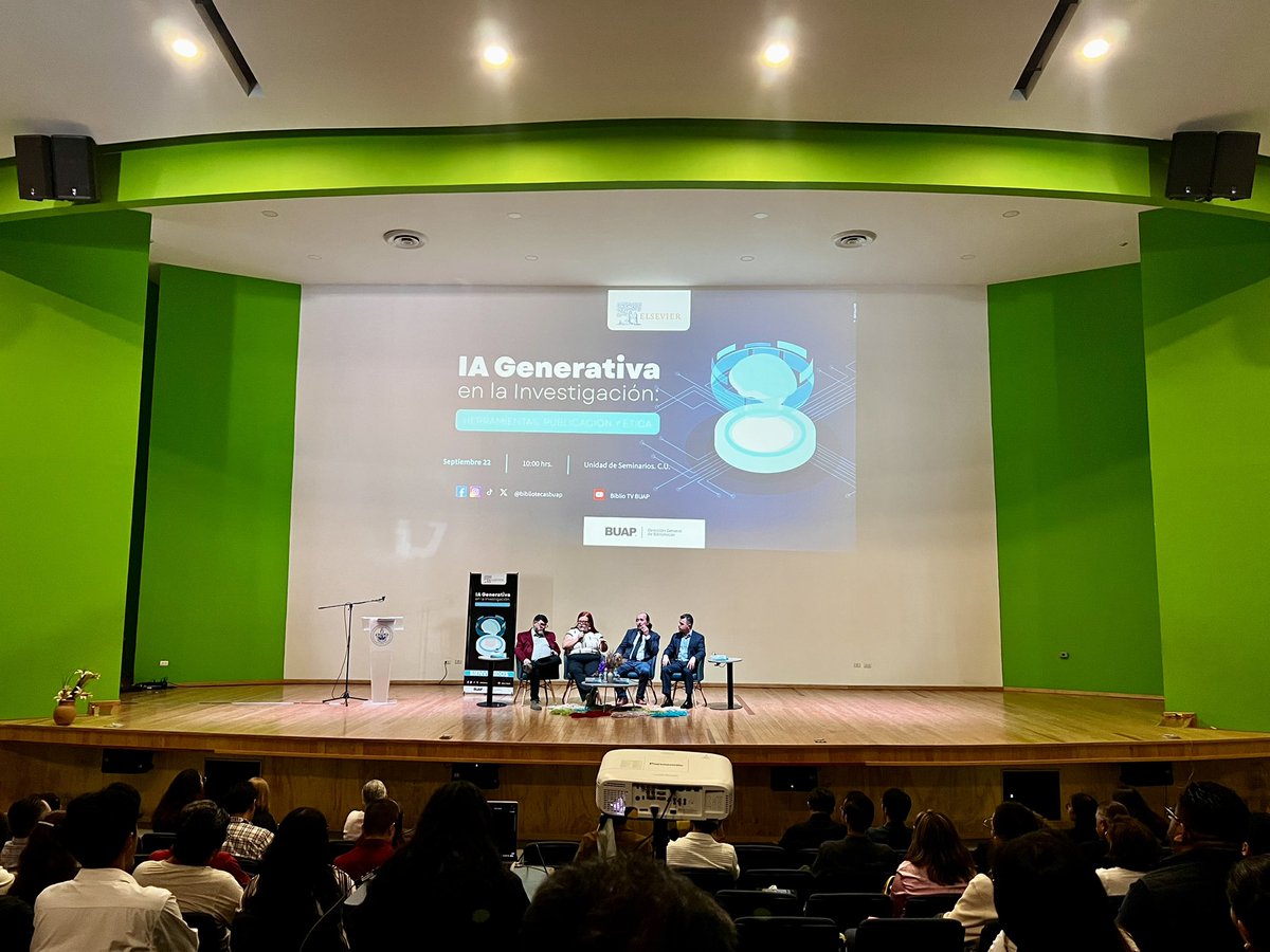 AuraBuap's tweet photo. 📖🤖 ¿Cuál ha sido el cambio más significativo en la manera en que estudiantes, docentes e investigadores integran la #IA en sus actividades académicas?

El Mtro. Marcelo García Almaguer, director de la Agencia de Inteligencia Artificial y Ética Algorítmica #AURABUAP, participa en el panel de expertos “IA en la academia: experiencias, oportunidades y retos para la investigación”.

🌐 @BUAPoficial @ElsevierConnect