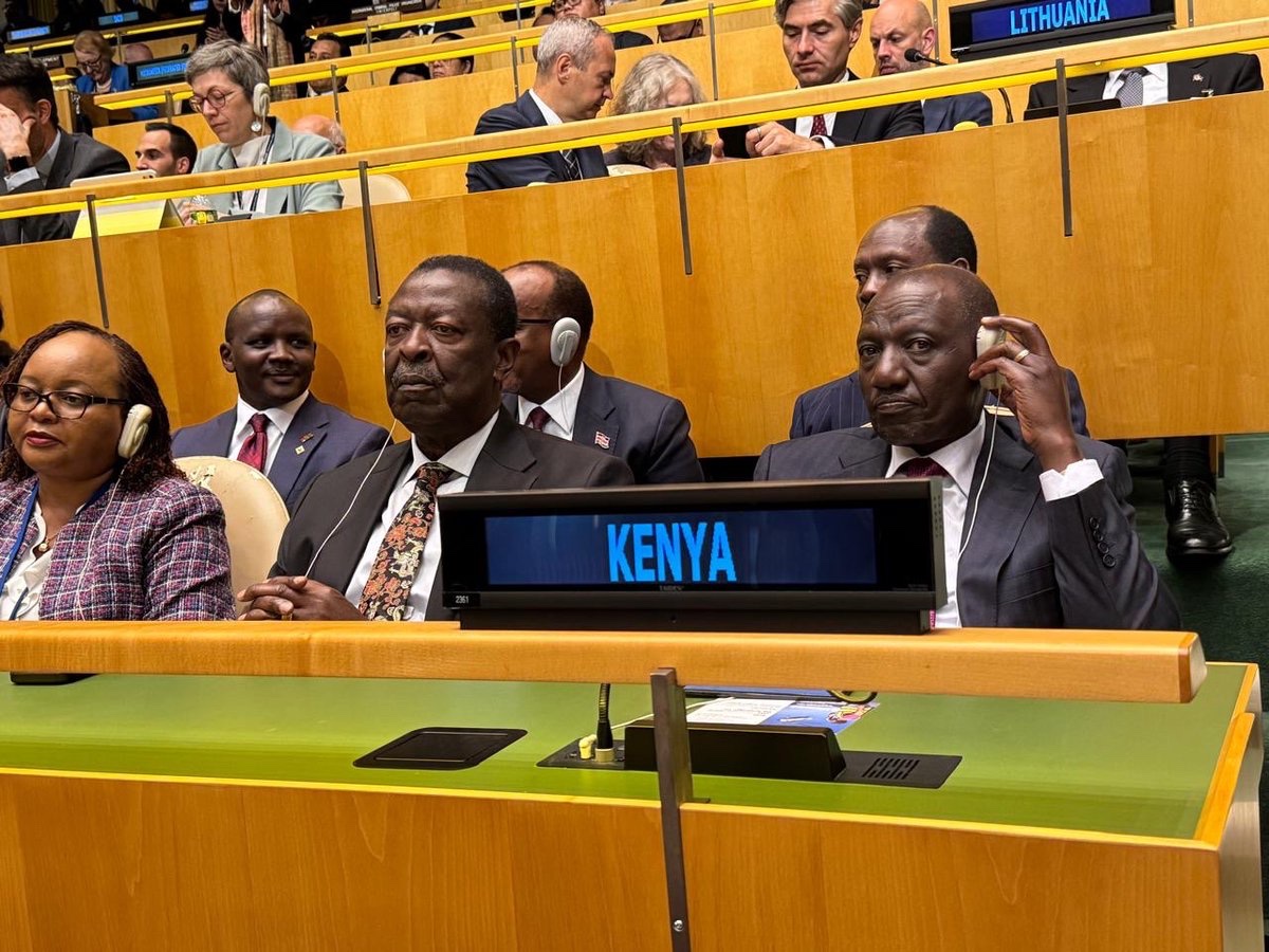 AnneWaiguru's tweet photo. At the Opening Session of the @UN General Assembly this morning, I was honored to accompany H.E. the President @WilliamsRuto as Kenya joined global leaders in shaping key global priorities.
@MusaliaMudavadi 
@HonAdenDuale 
@honkabogo https://t.co/SSi4YeX3Ho