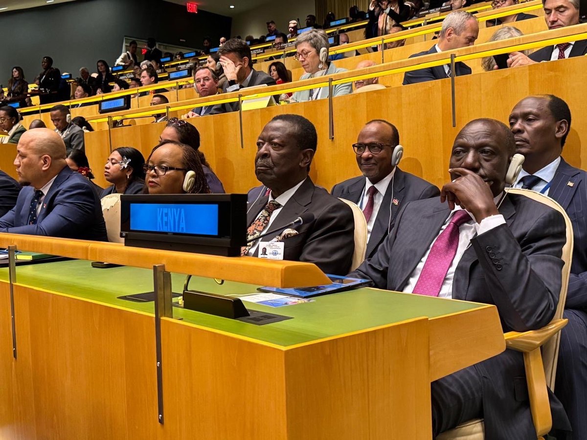 AnneWaiguru's tweet photo. At the Opening Session of the @UN General Assembly this morning, I was honored to accompany H.E. the President @WilliamsRuto as Kenya joined global leaders in shaping key global priorities.
@MusaliaMudavadi 
@HonAdenDuale 
@honkabogo https://t.co/SSi4YeX3Ho