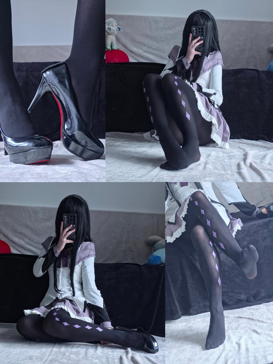 parfaedream's tweet photo. Homura but the heels hurted halfway through the shoot https://t.co/5udxziT8ea